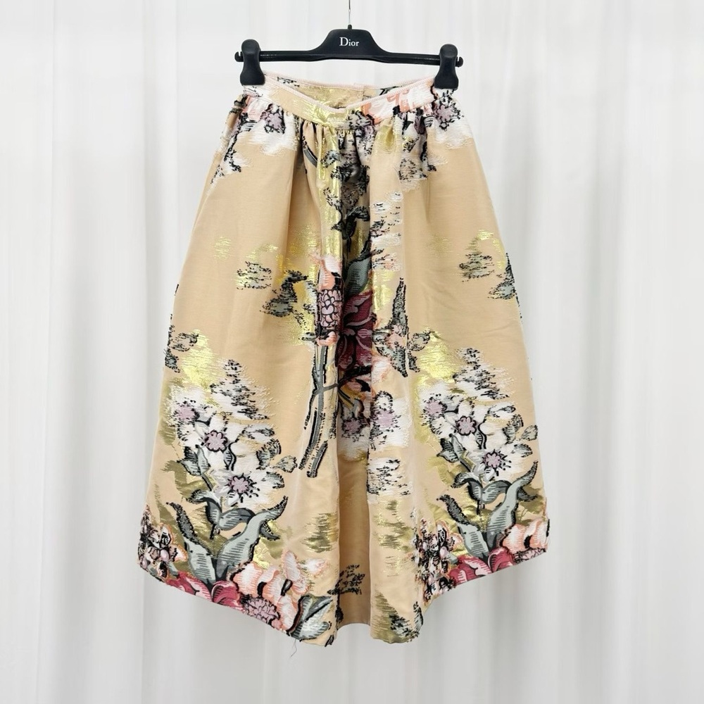 Authentic Fendi Beige Floral A-Line Skirt